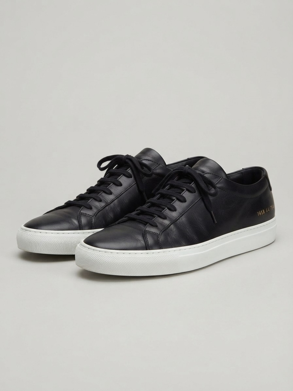 Common Projects Black Leather Achilles Low Sneakers Size 44 US 11
